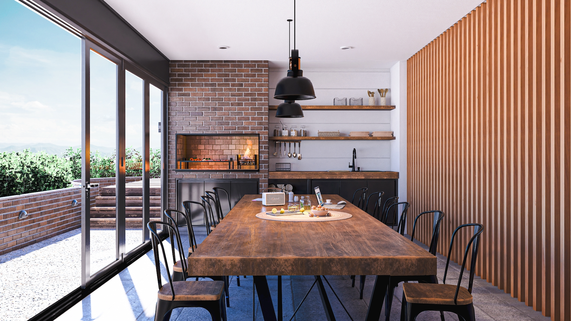 Quincho con asador en Torres Cardine, espacio común para reuniones y eventos
